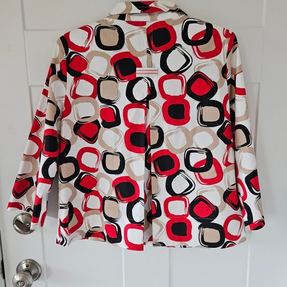 600 West Cropped Jacket 3/4 sleeves bold geometric pattern Size Small - Picture 6 of 9
